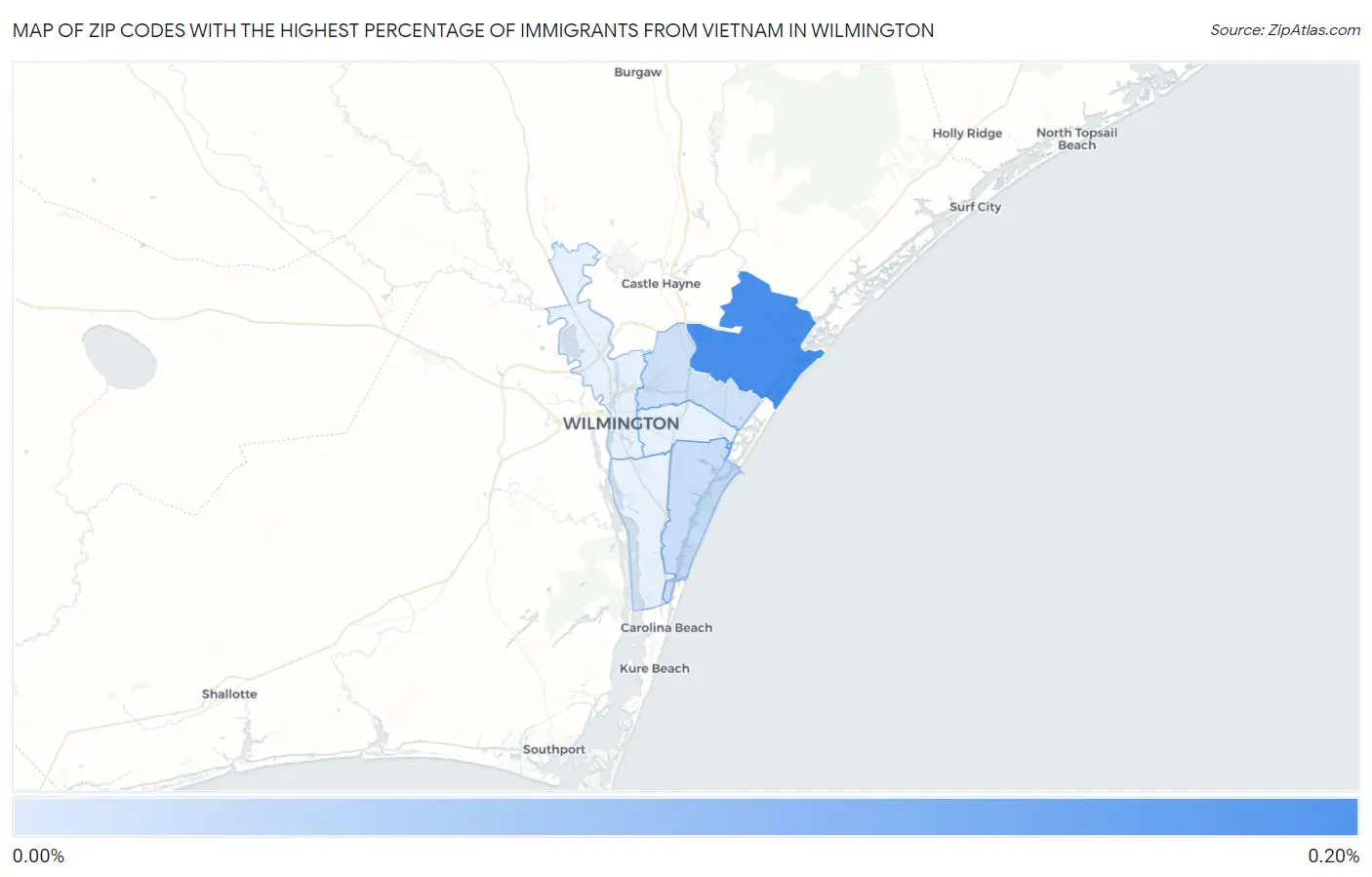 Zip Codes with the Highest Percentage of Immigrants from Vietnam in Wilmington Map