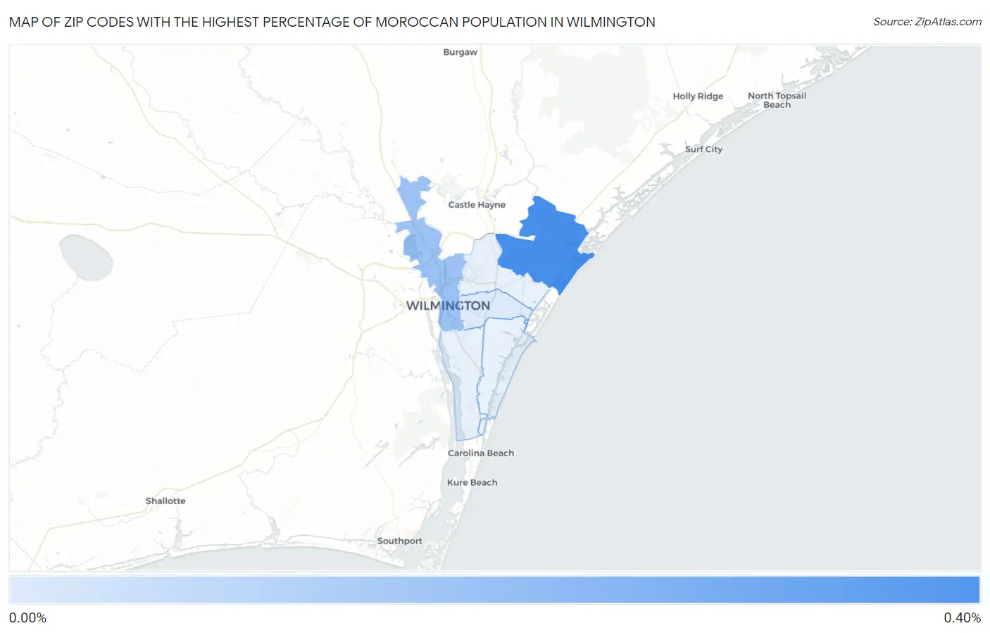 Zip Codes with the Highest Percentage of Moroccan Population in Wilmington Map