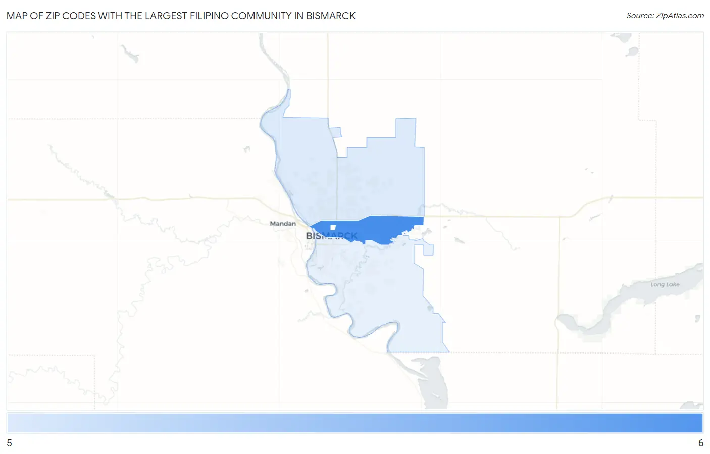 Zip Codes with the Largest Filipino Community in Bismarck Map