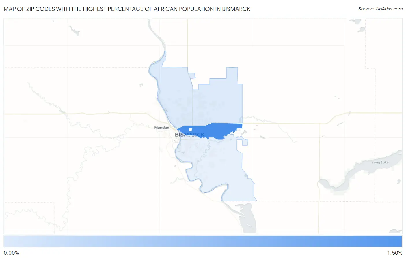 Zip Codes with the Highest Percentage of African Population in Bismarck Map