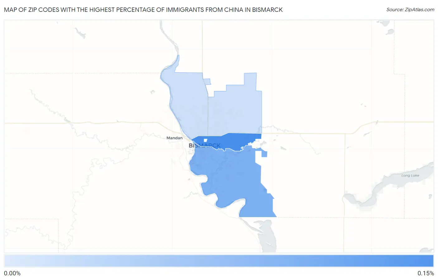 Zip Codes with the Highest Percentage of Immigrants from China in Bismarck Map