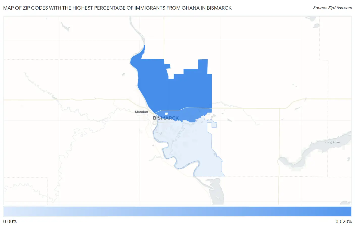 Zip Codes with the Highest Percentage of Immigrants from Ghana in Bismarck Map