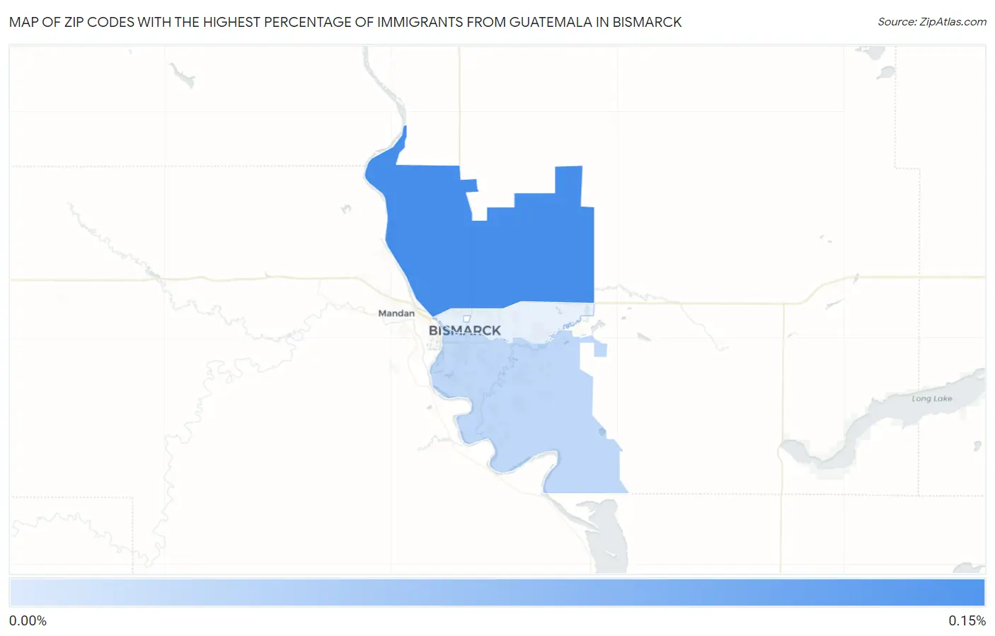 Zip Codes with the Highest Percentage of Immigrants from Guatemala in Bismarck Map