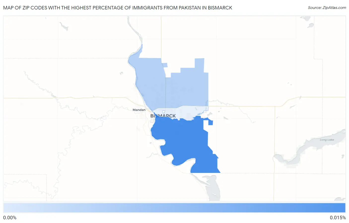Zip Codes with the Highest Percentage of Immigrants from Pakistan in Bismarck Map