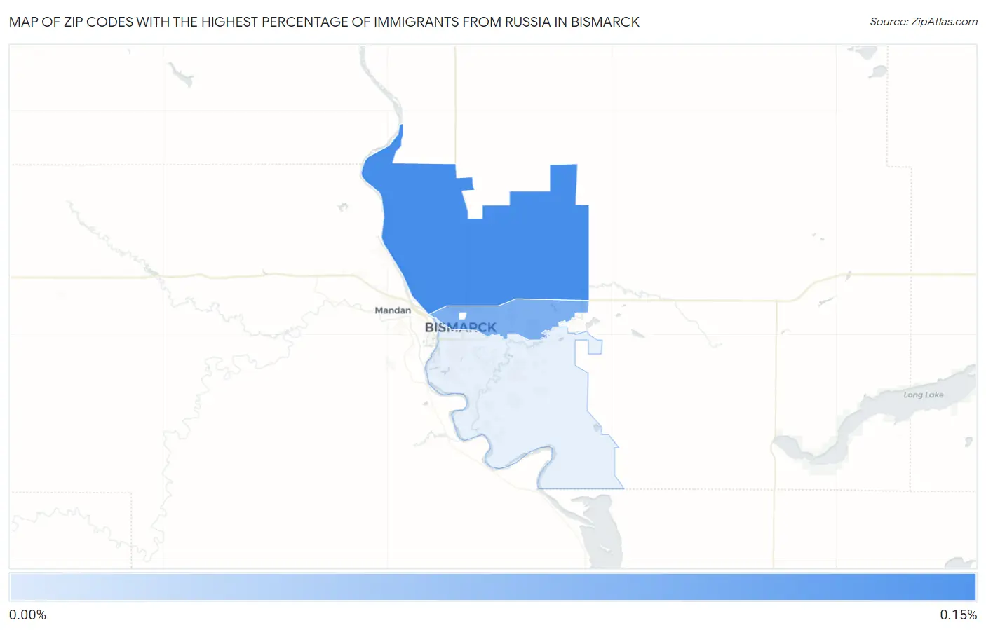 Zip Codes with the Highest Percentage of Immigrants from Russia in Bismarck Map