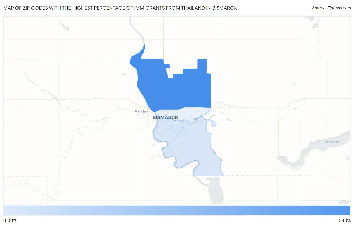 Zip Codes with the Highest Percentage of Immigrants from Thailand in Bismarck Map