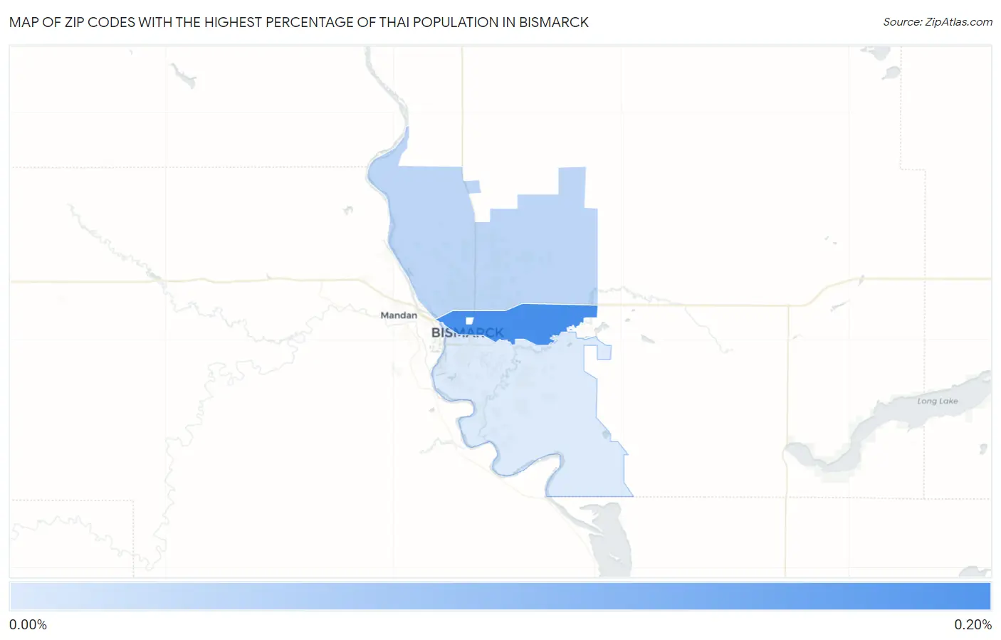 Zip Codes with the Highest Percentage of Thai Population in Bismarck Map