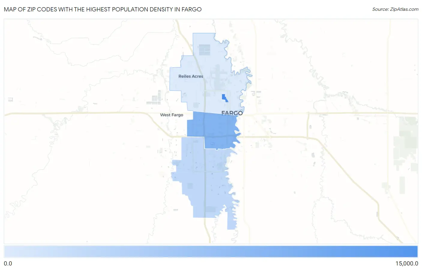 Zip Codes with the Highest Population Density in Fargo Map
