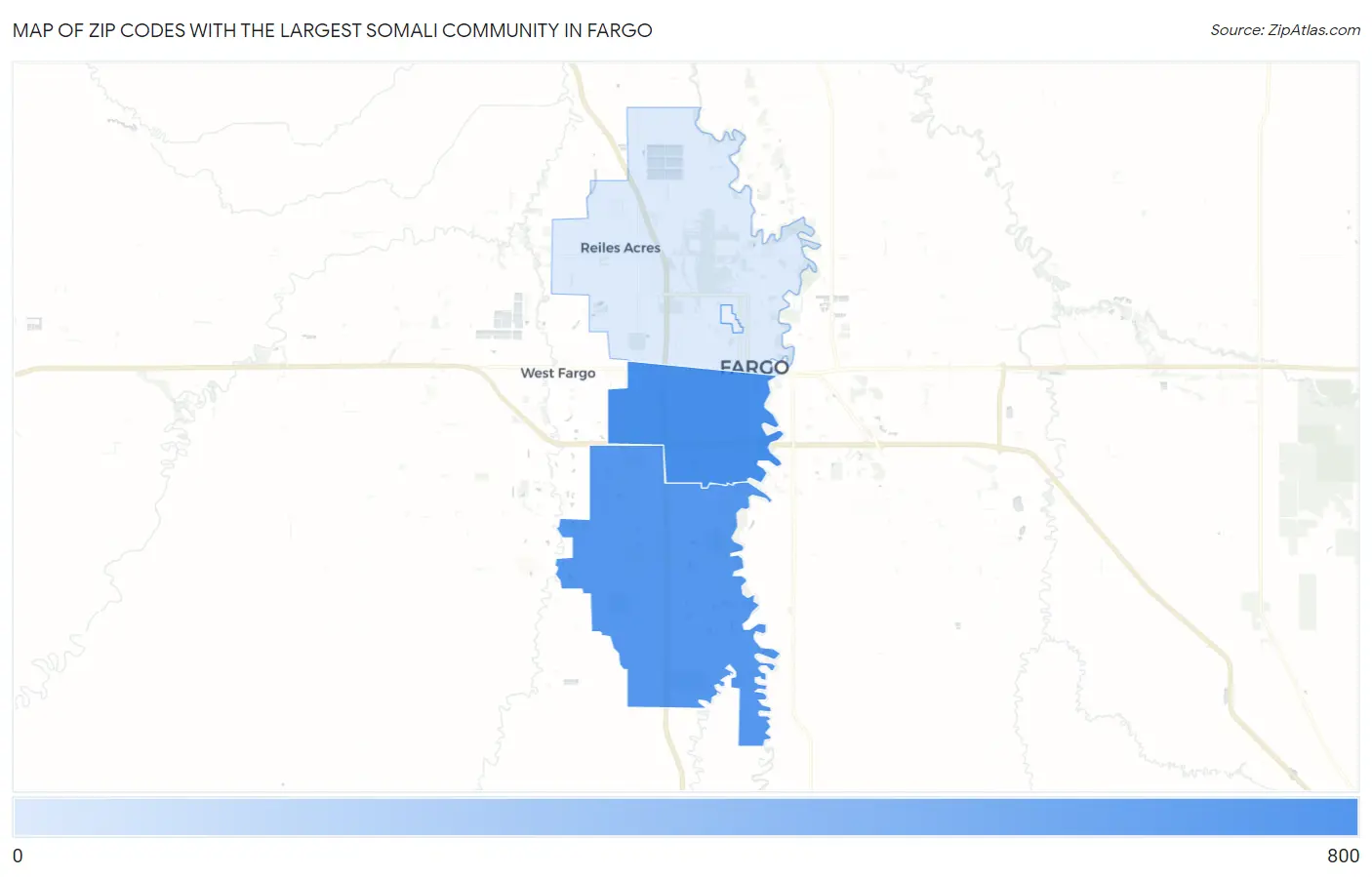 Zip Codes with the Largest Somali Community in Fargo Map