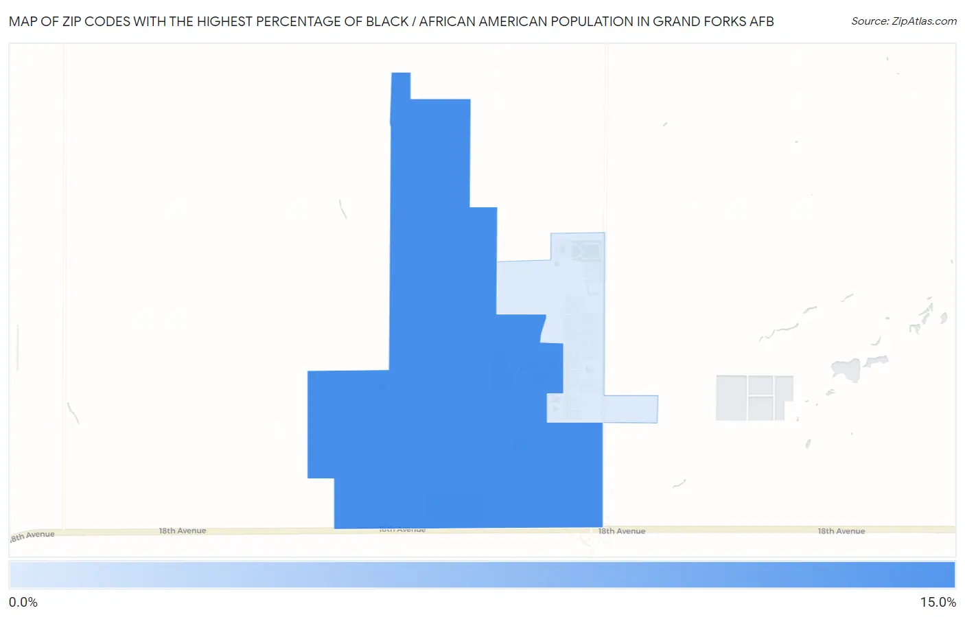 Zip Codes with the Highest Percentage of Black / African American Population in Grand Forks AFB Map