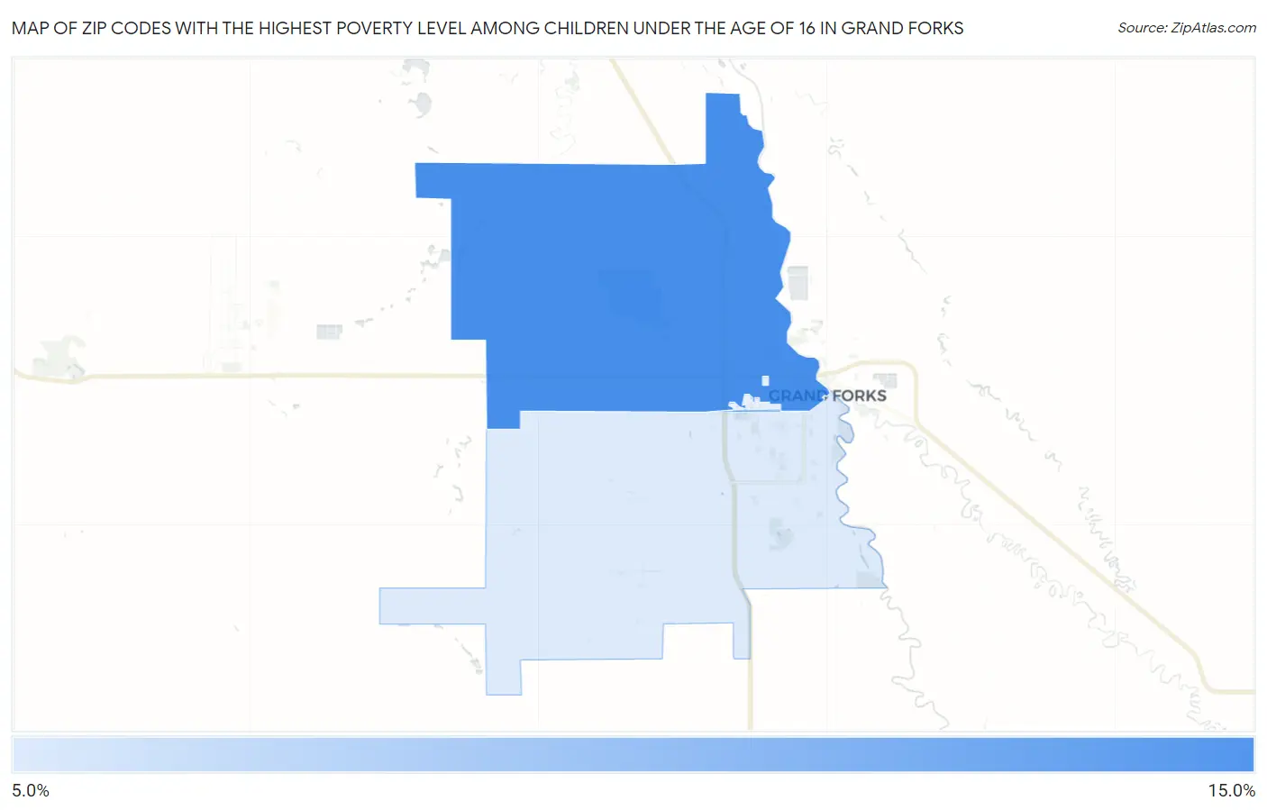 Zip Codes with the Highest Poverty Level Among Children Under the Age of 16 in Grand Forks Map