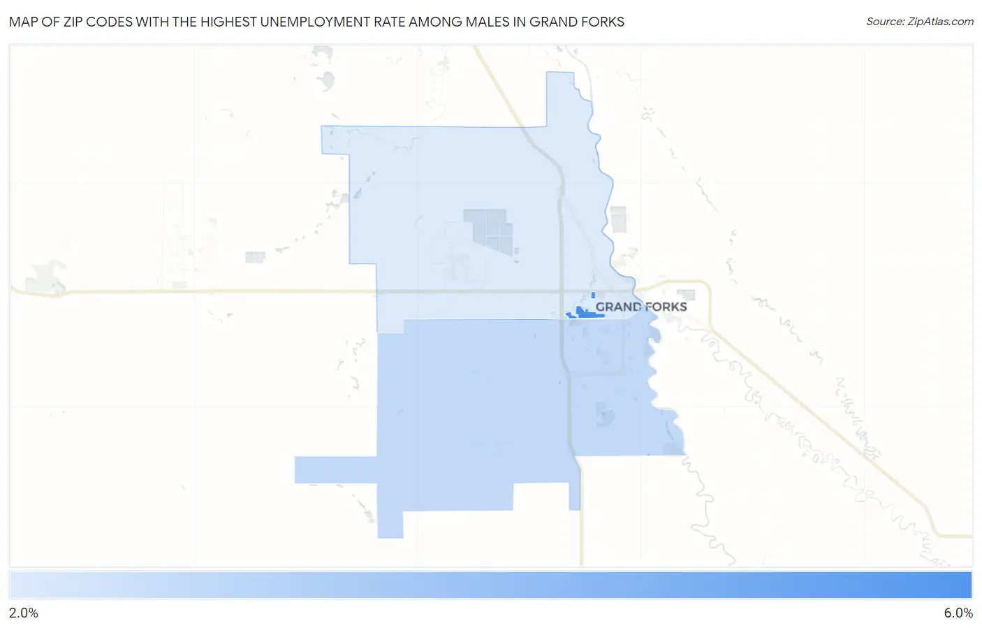 Zip Codes with the Highest Unemployment Rate Among Males in Grand Forks Map