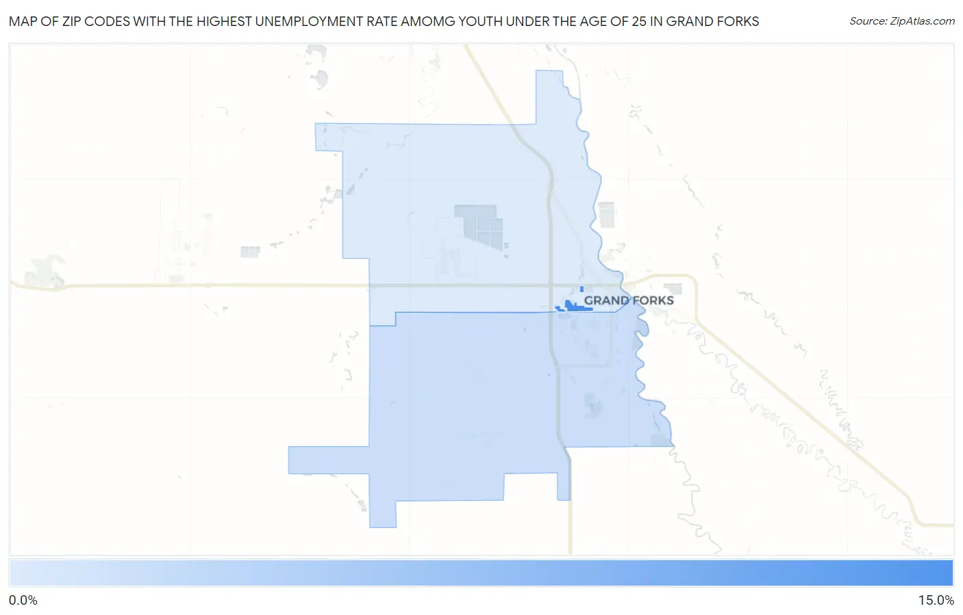 Zip Codes with the Highest Unemployment Rate Amomg Youth Under the Age of 25 in Grand Forks Map