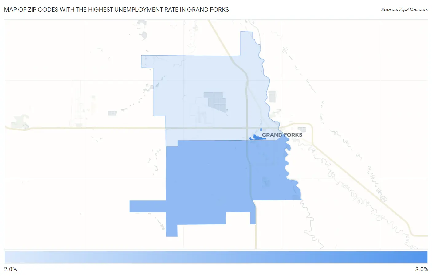 Zip Codes with the Highest Unemployment Rate in Grand Forks Map