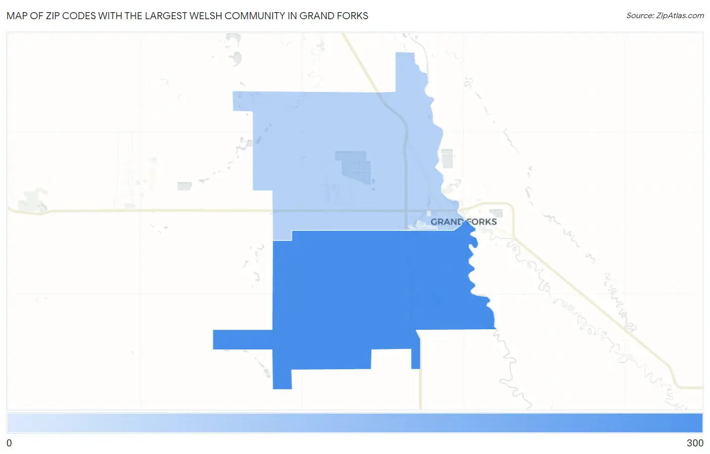 Zip Codes with the Largest Welsh Community in Grand Forks Map