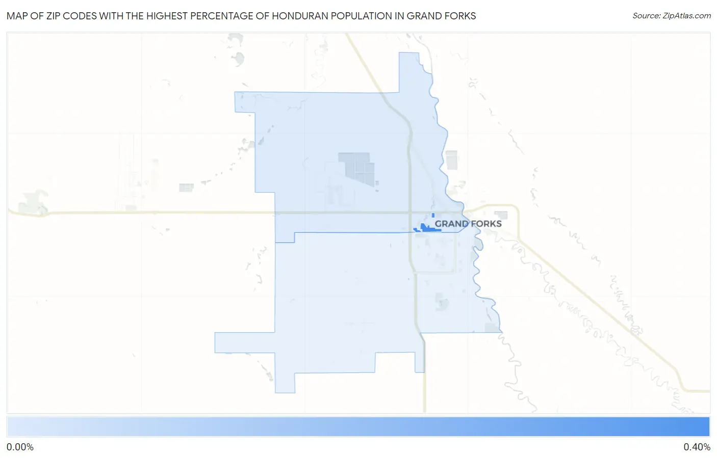 Zip Codes with the Highest Percentage of Honduran Population in Grand Forks Map
