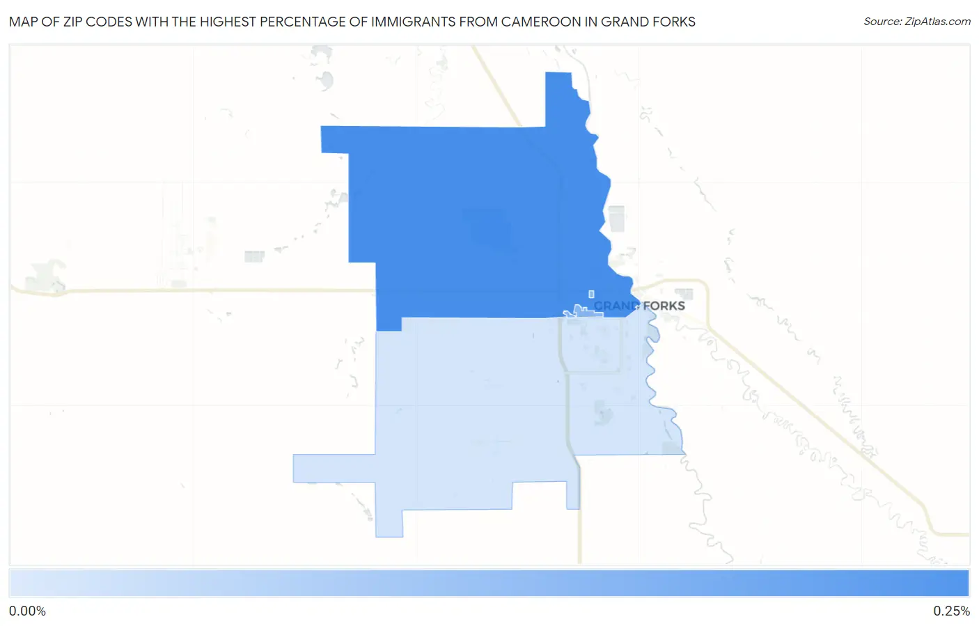 Zip Codes with the Highest Percentage of Immigrants from Cameroon in Grand Forks Map