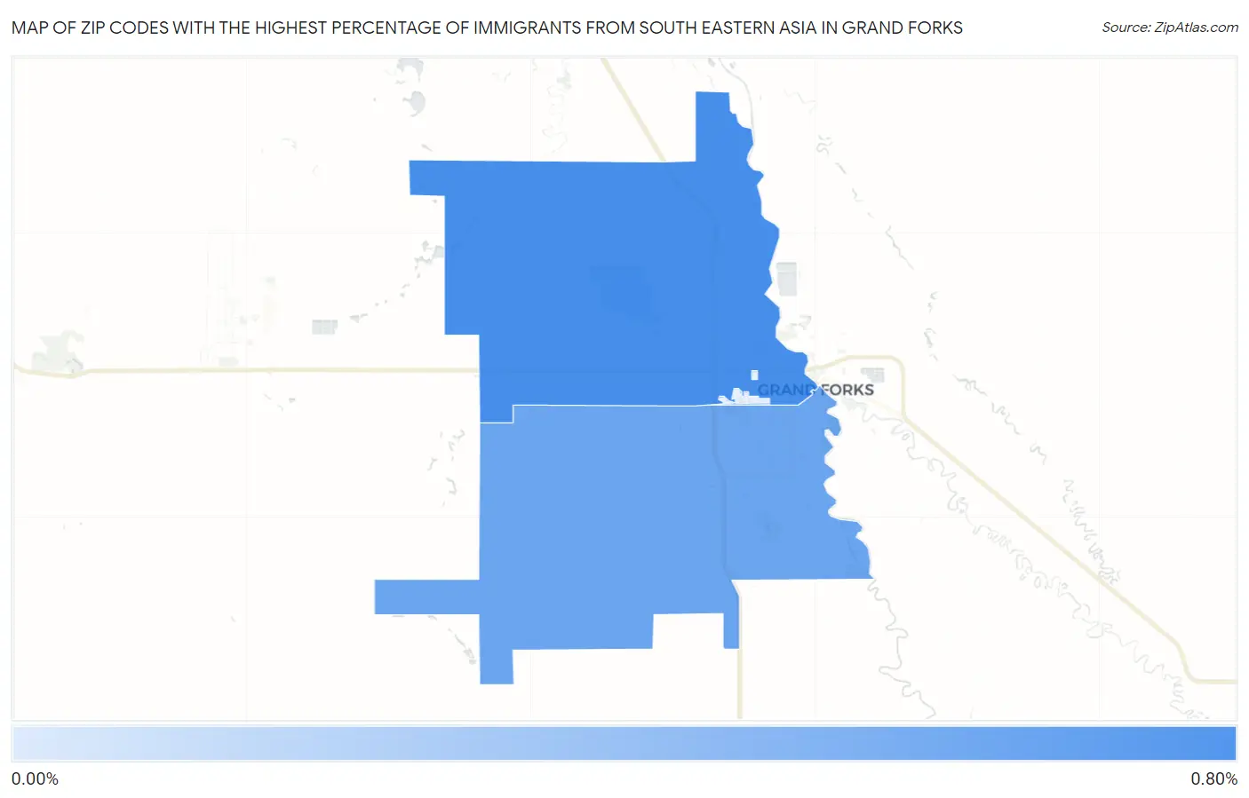 Zip Codes with the Highest Percentage of Immigrants from South Eastern Asia in Grand Forks Map