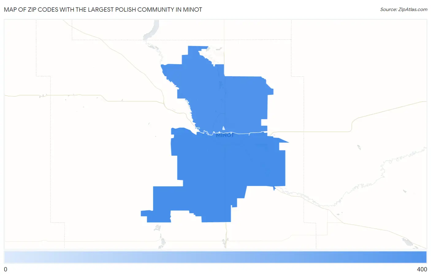 Zip Codes with the Largest Polish Community in Minot Map