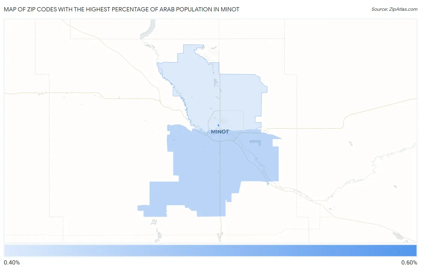 Zip Codes with the Highest Percentage of Arab Population in Minot Map