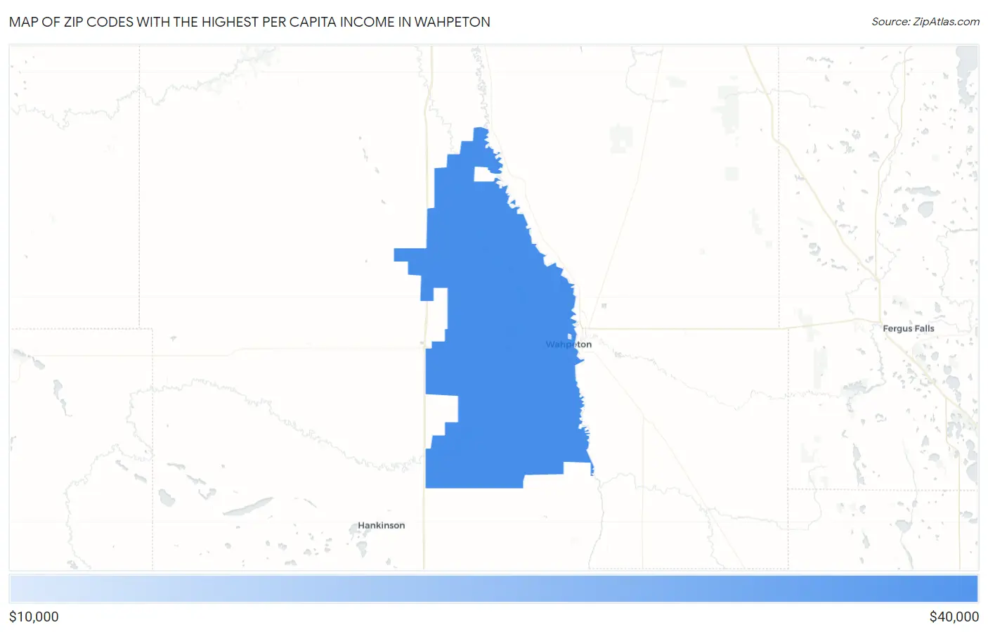 Zip Codes with the Highest Per Capita Income in Wahpeton Map