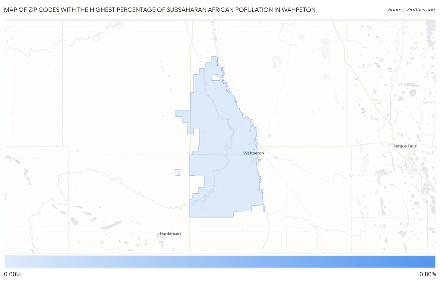 Zip Codes with the Highest Percentage of Subsaharan African Population in Wahpeton Map