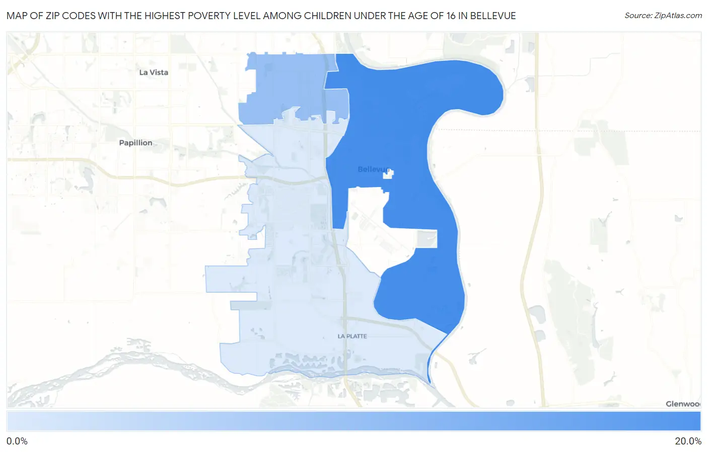 Zip Codes with the Highest Poverty Level Among Children Under the Age of 16 in Bellevue Map