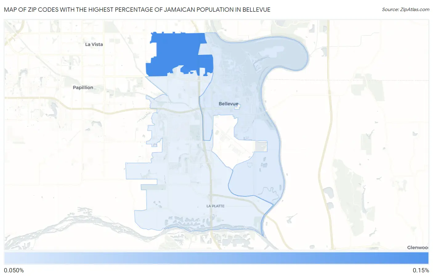 Zip Codes with the Highest Percentage of Jamaican Population in Bellevue Map