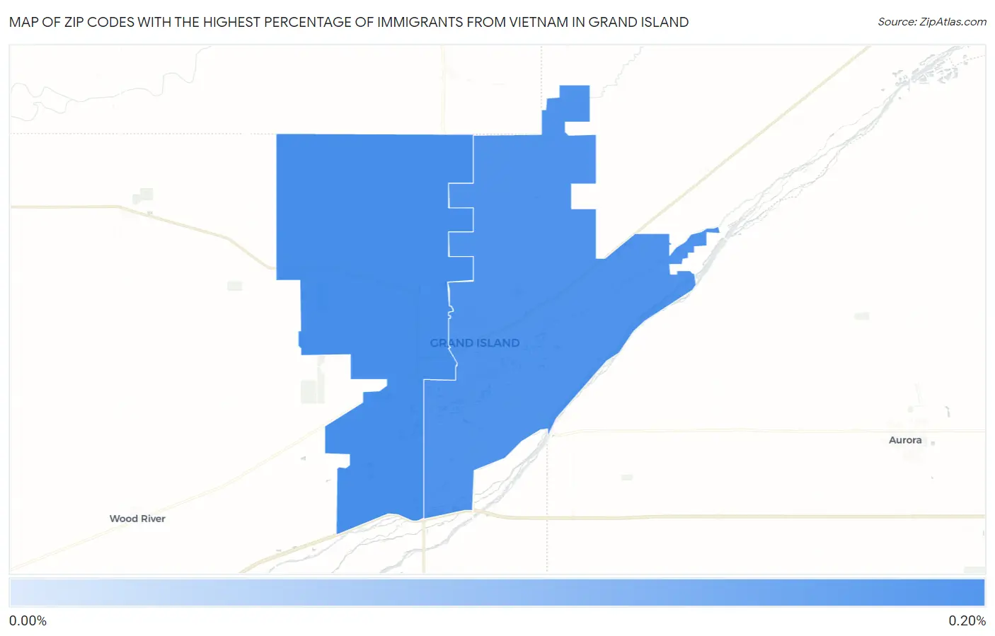 Zip Codes with the Highest Percentage of Immigrants from Vietnam in Grand Island Map