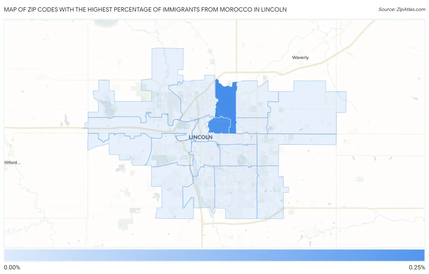 Zip Codes with the Highest Percentage of Immigrants from Morocco in Lincoln Map
