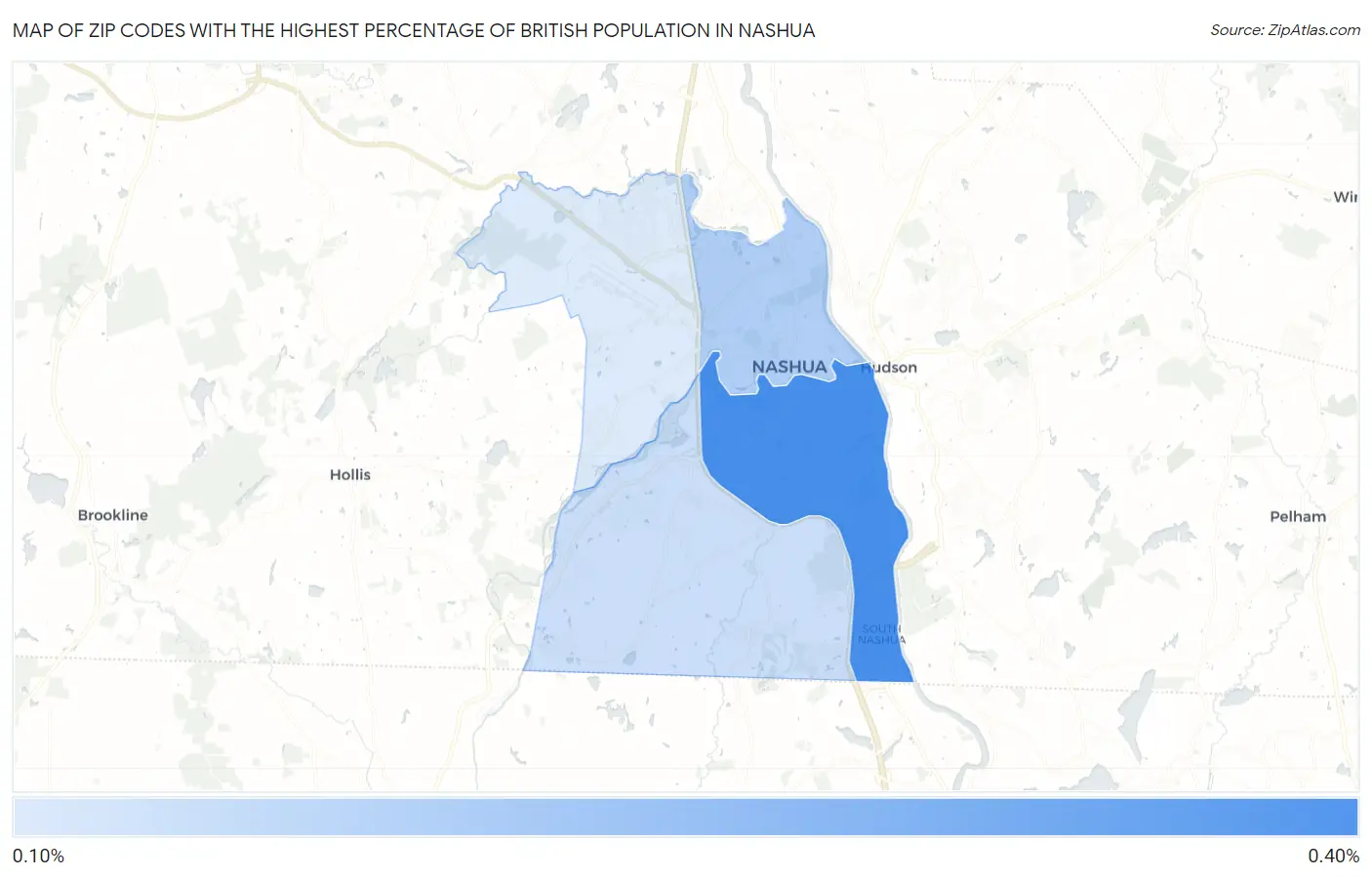 Zip Codes with the Highest Percentage of British Population in Nashua Map