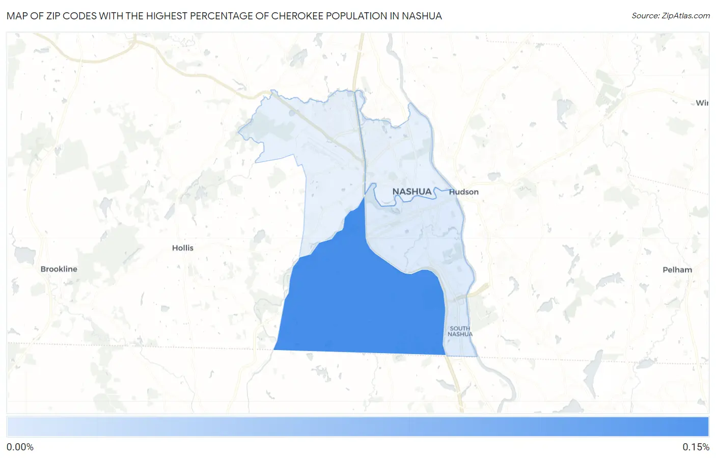 Zip Codes with the Highest Percentage of Cherokee Population in Nashua Map