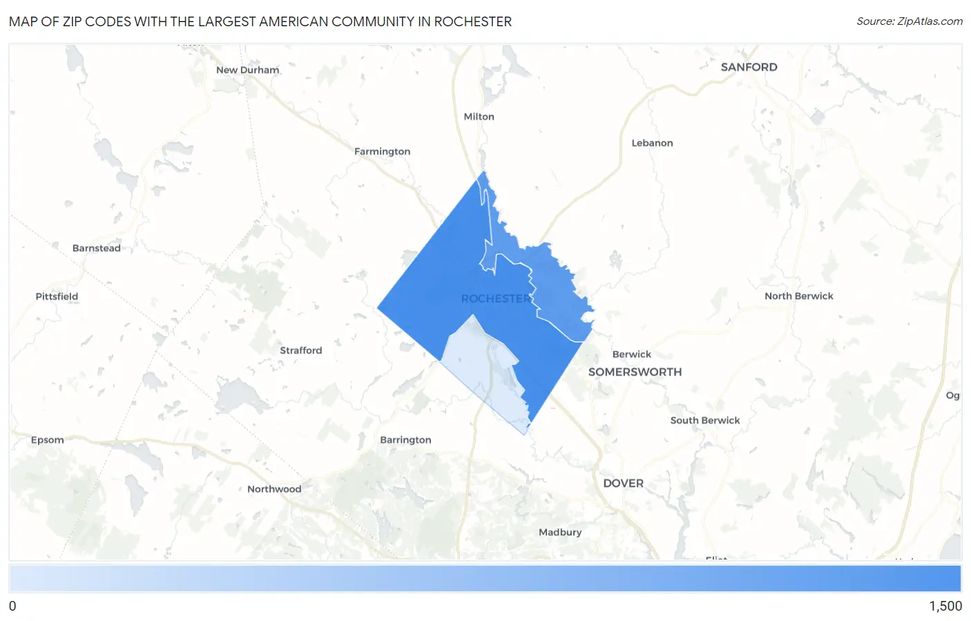 Zip Codes with the Largest American Community in Rochester Map