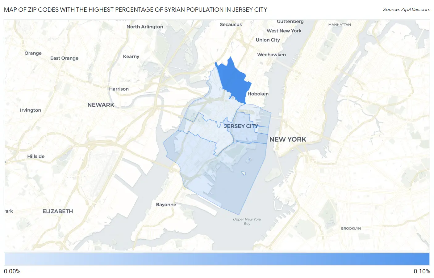 Zip Codes with the Highest Percentage of Syrian Population in Jersey City Map