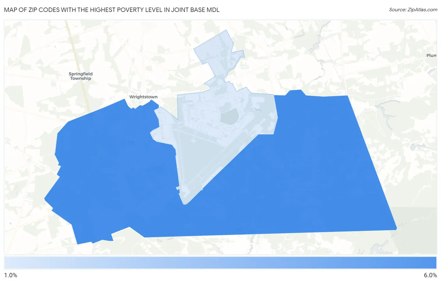 Zip Codes with the Highest Poverty Level in Joint Base Mdl Map