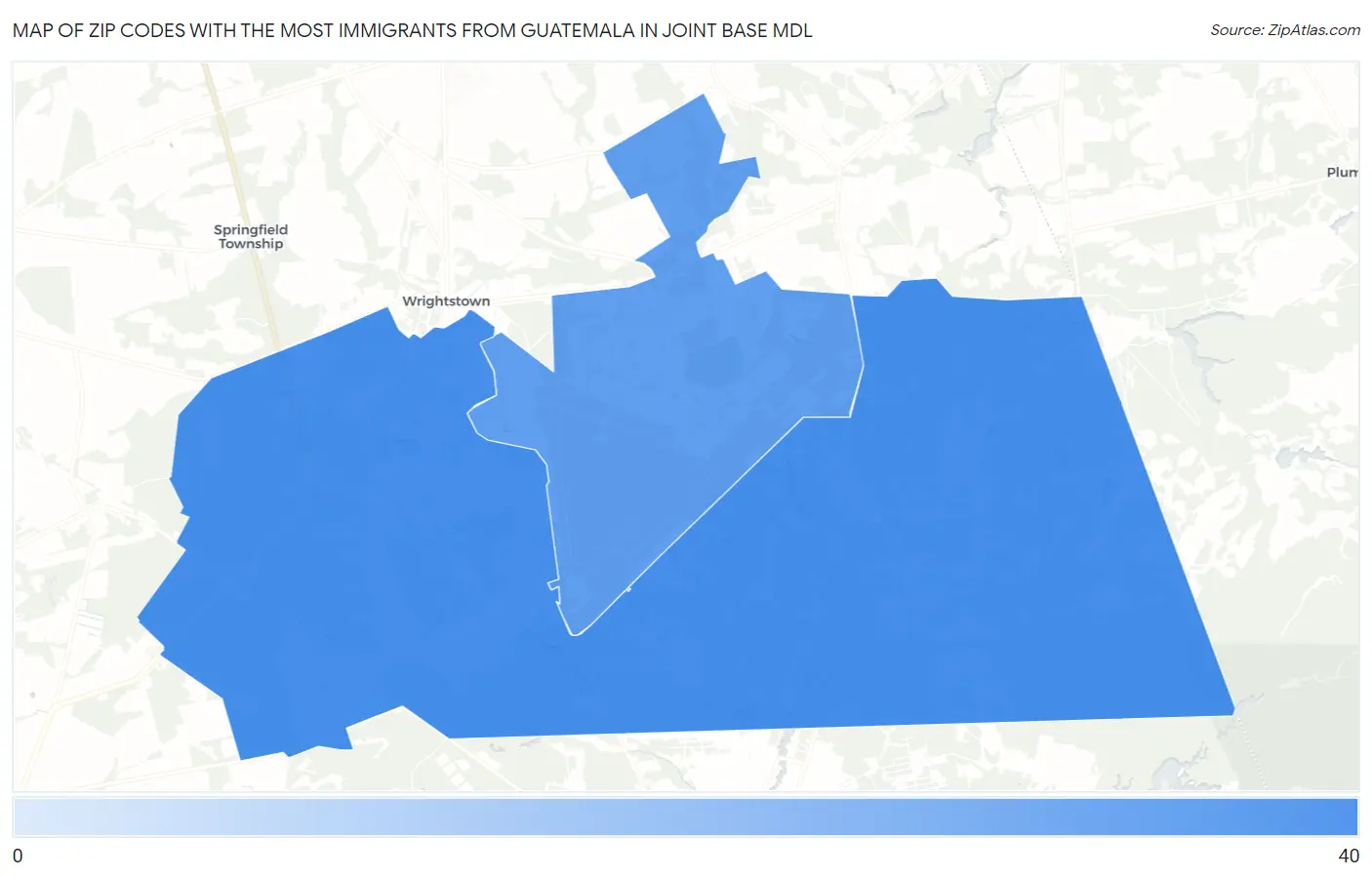 Zip Codes with the Most Immigrants from Guatemala in Joint Base Mdl Map