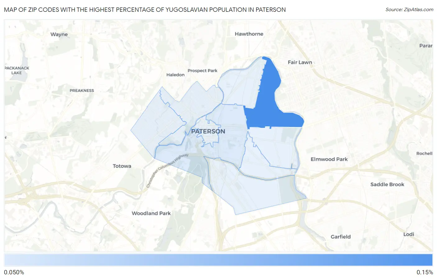Zip Codes with the Highest Percentage of Yugoslavian Population in Paterson Map