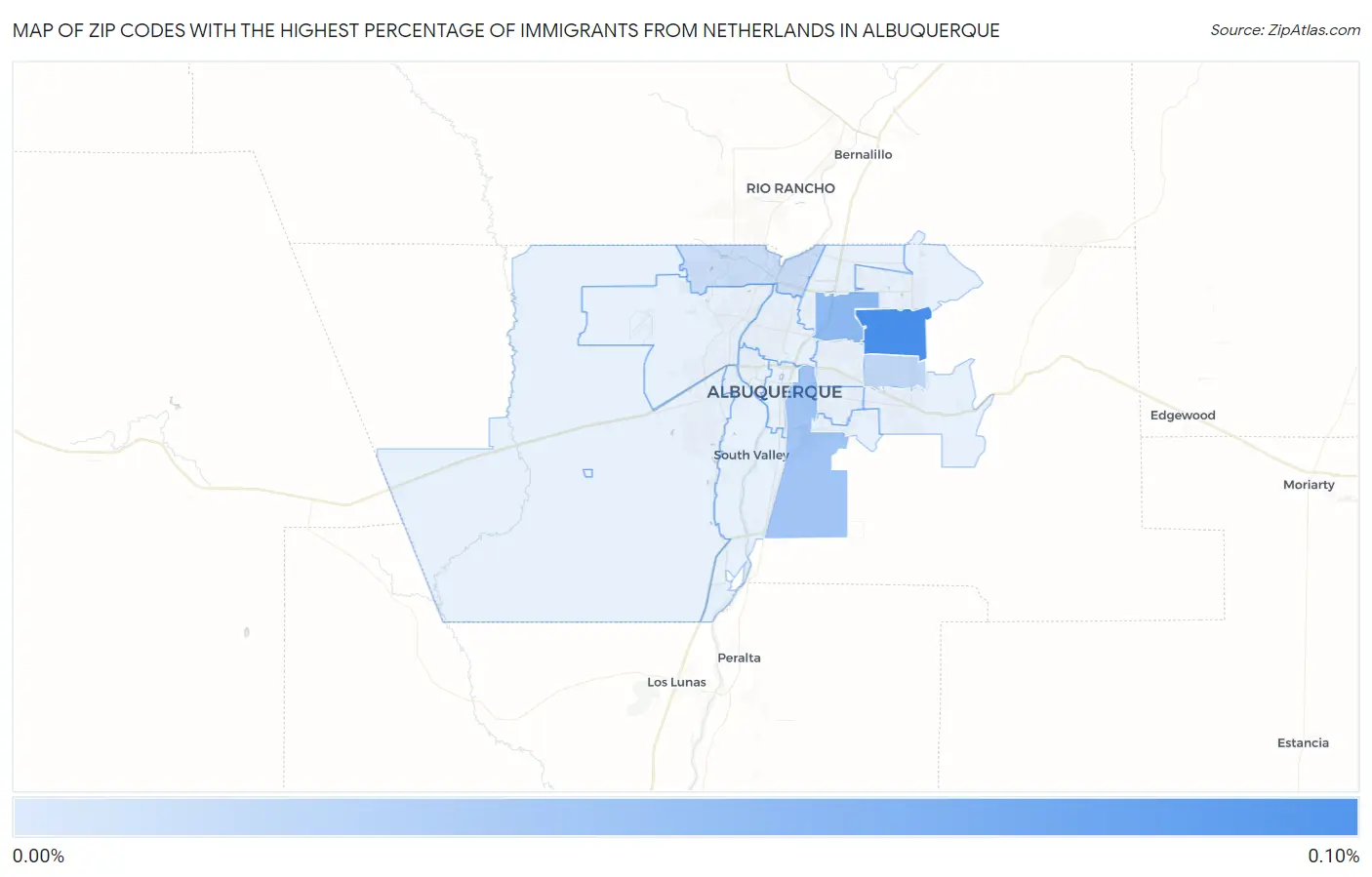 Zip Codes with the Highest Percentage of Immigrants from Netherlands in Albuquerque Map