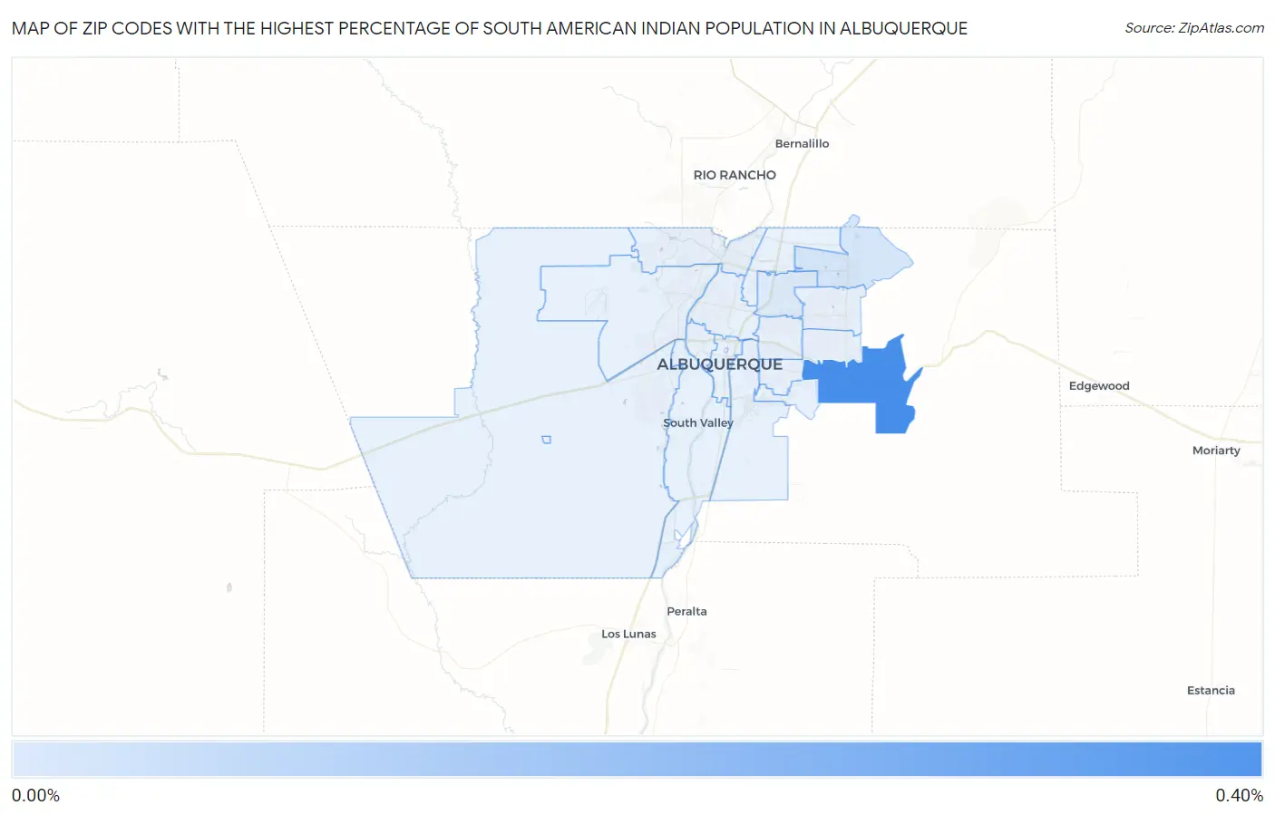 Zip Codes with the Highest Percentage of South American Indian Population in Albuquerque Map