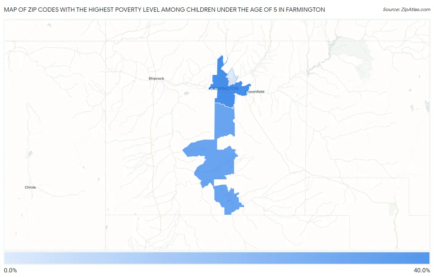 Zip Codes with the Highest Poverty Level Among Children Under the Age of 5 in Farmington Map
