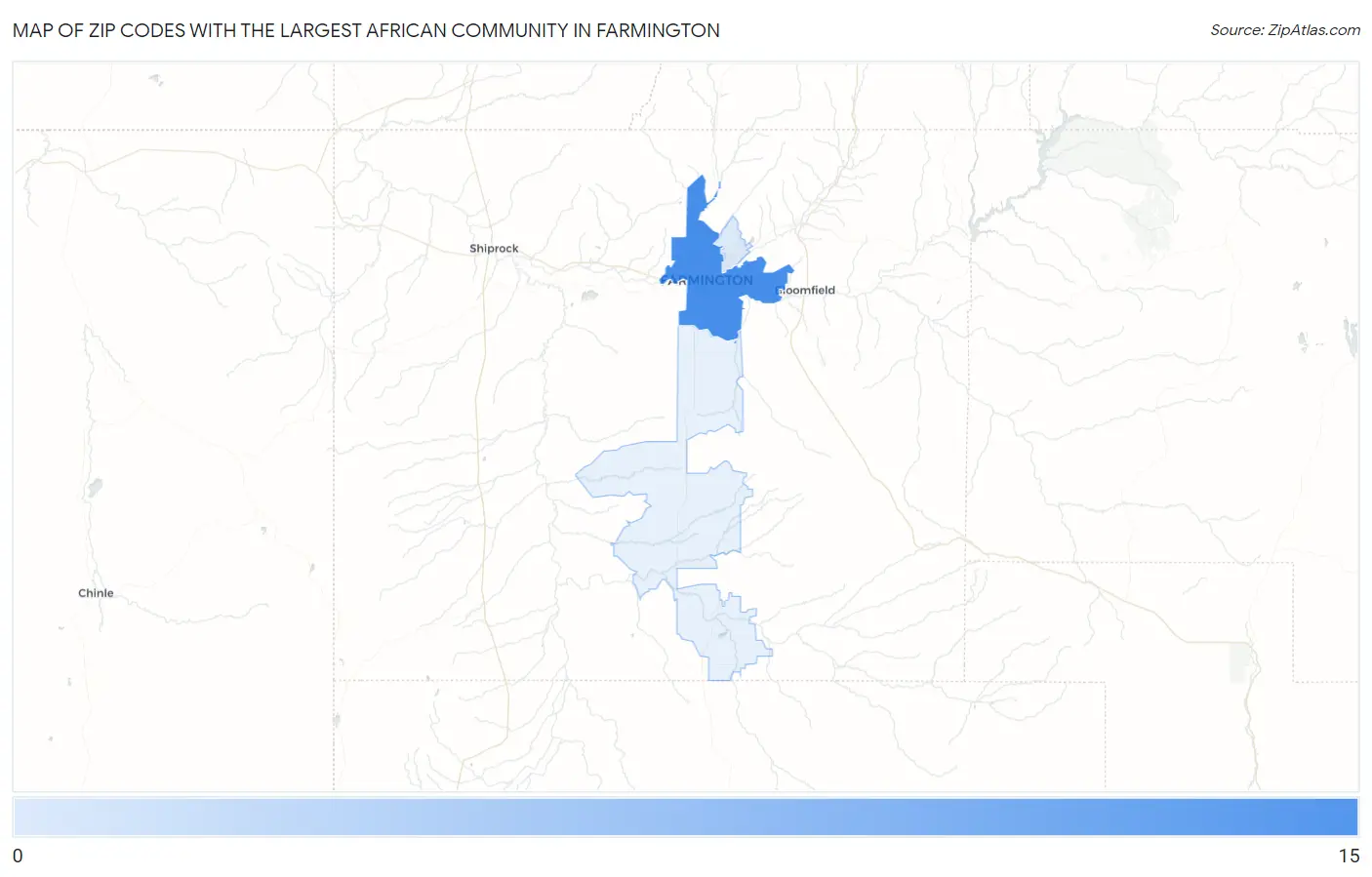 Zip Codes with the Largest African Community in Farmington Map