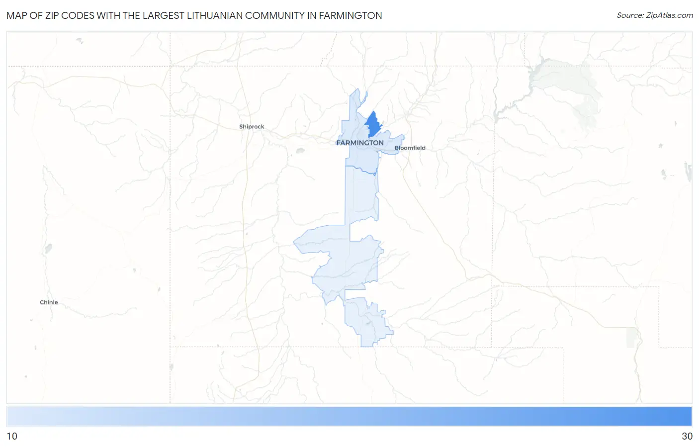Zip Codes with the Largest Lithuanian Community in Farmington Map