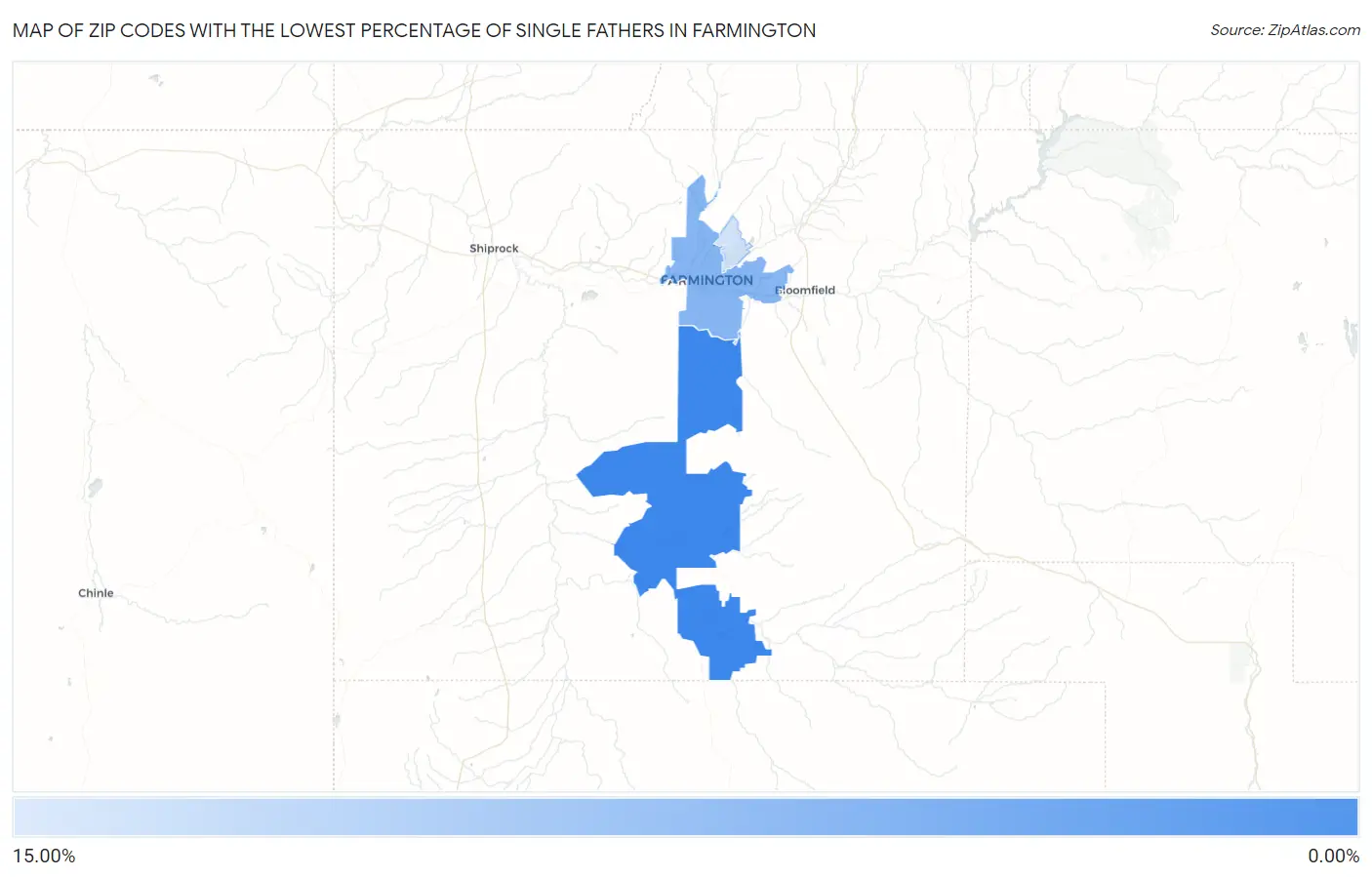 Zip Codes with the Lowest Percentage of Single Fathers in Farmington Map