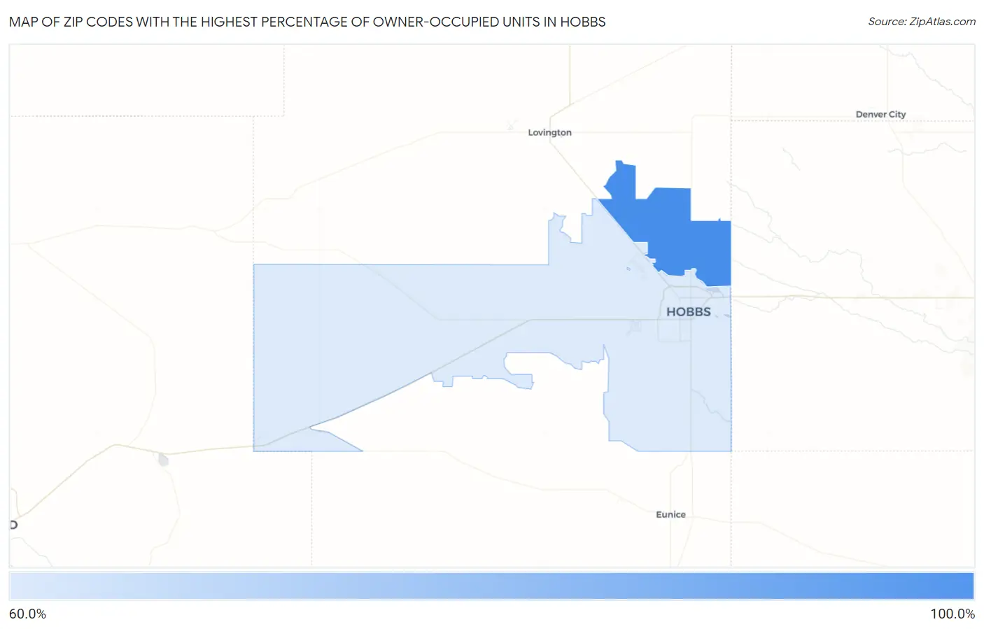 Zip Codes with the Highest Percentage of Owner-Occupied Units in Hobbs Map