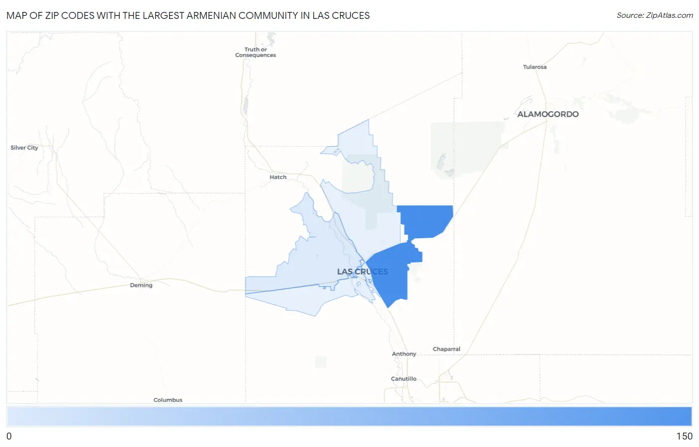 Zip Codes with the Largest Armenian Community in Las Cruces Map