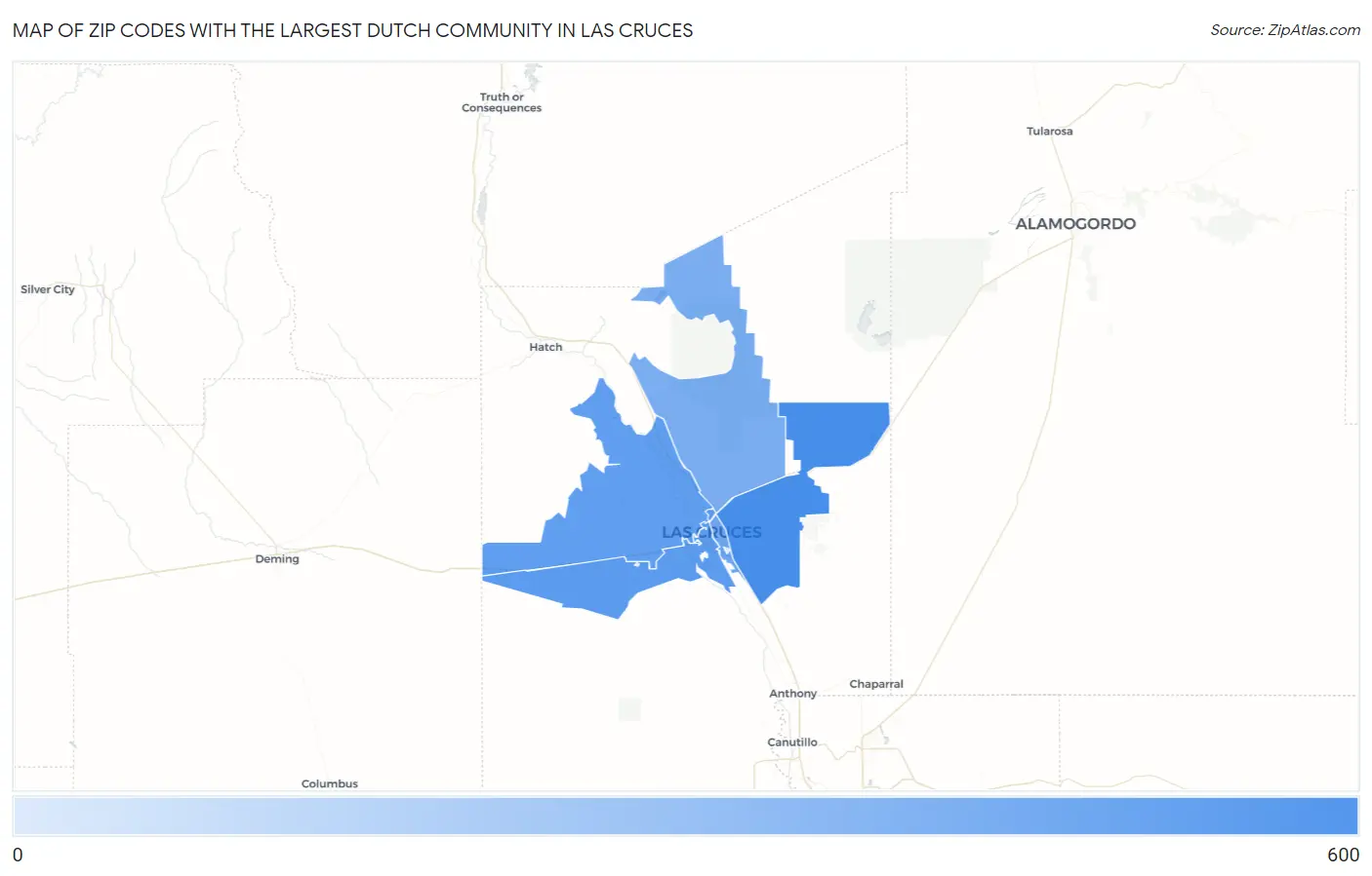 Zip Codes with the Largest Dutch Community in Las Cruces Map