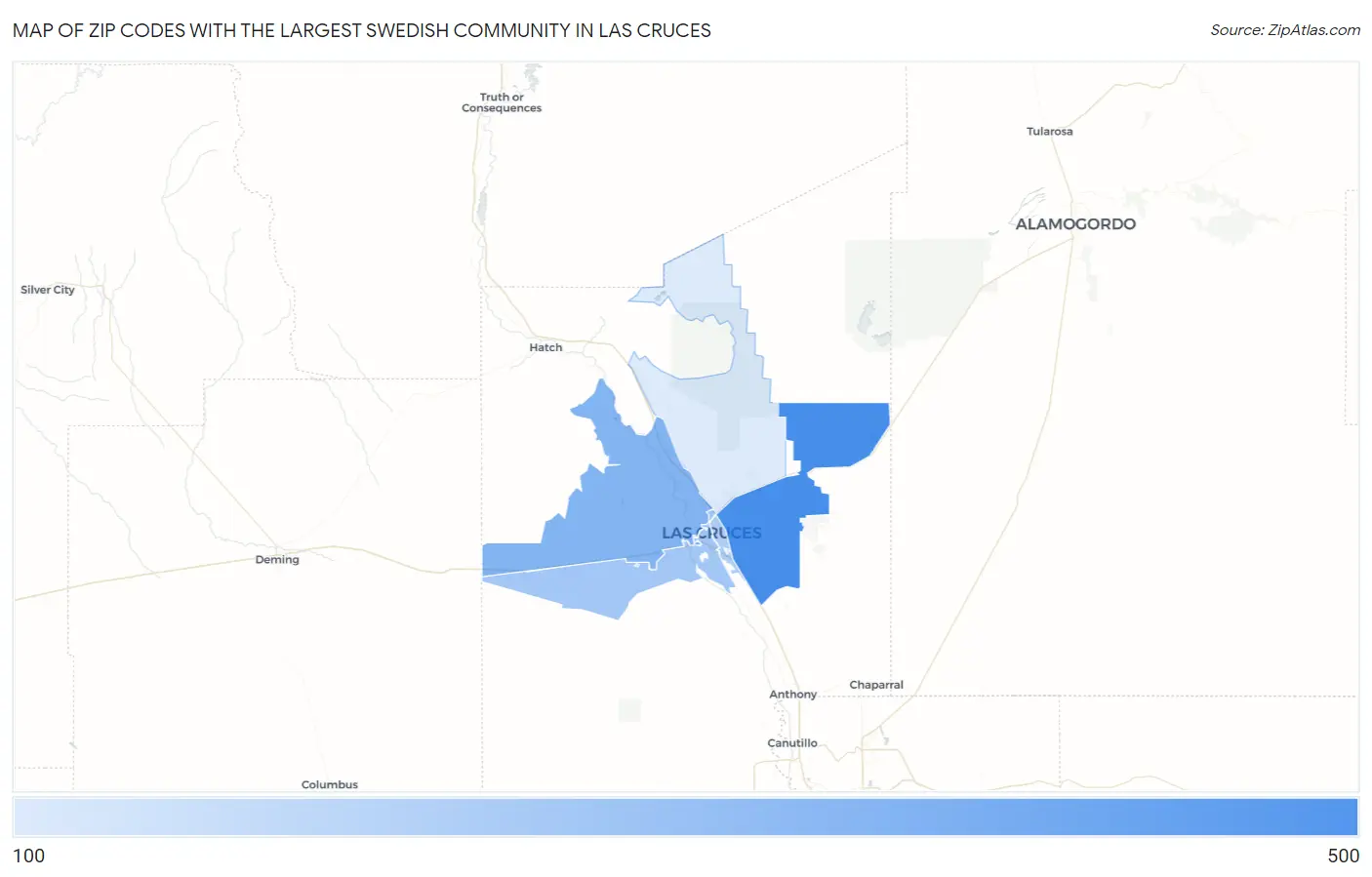 Zip Codes with the Largest Swedish Community in Las Cruces Map