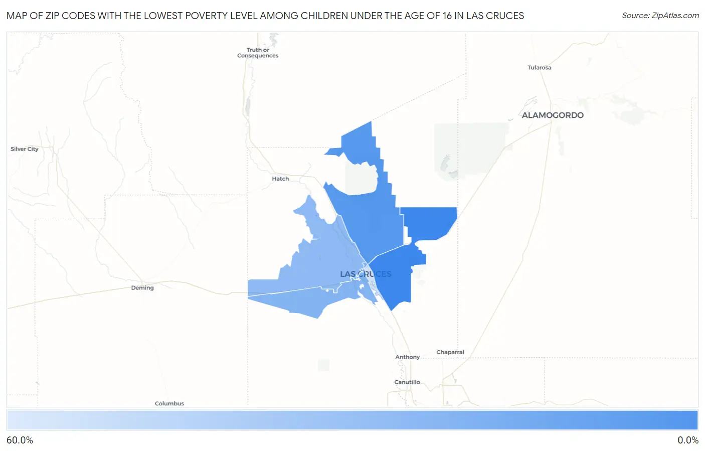 Zip Codes with the Lowest Poverty Level Among Children Under the Age of 16 in Las Cruces Map