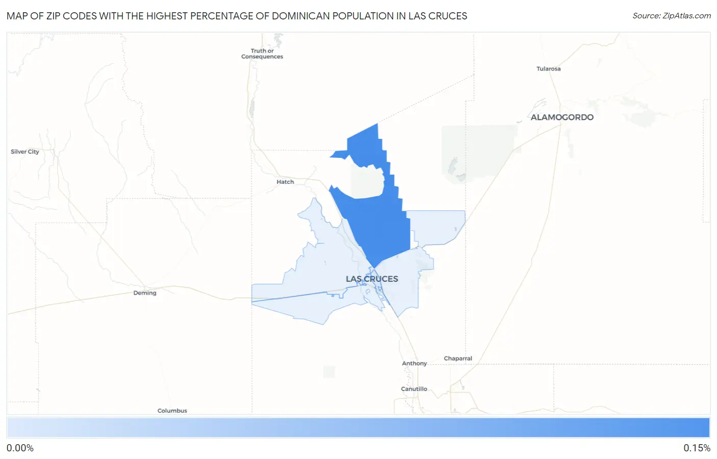 Zip Codes with the Highest Percentage of Dominican Population in Las Cruces Map