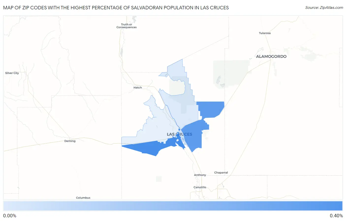 Zip Codes with the Highest Percentage of Salvadoran Population in Las Cruces Map